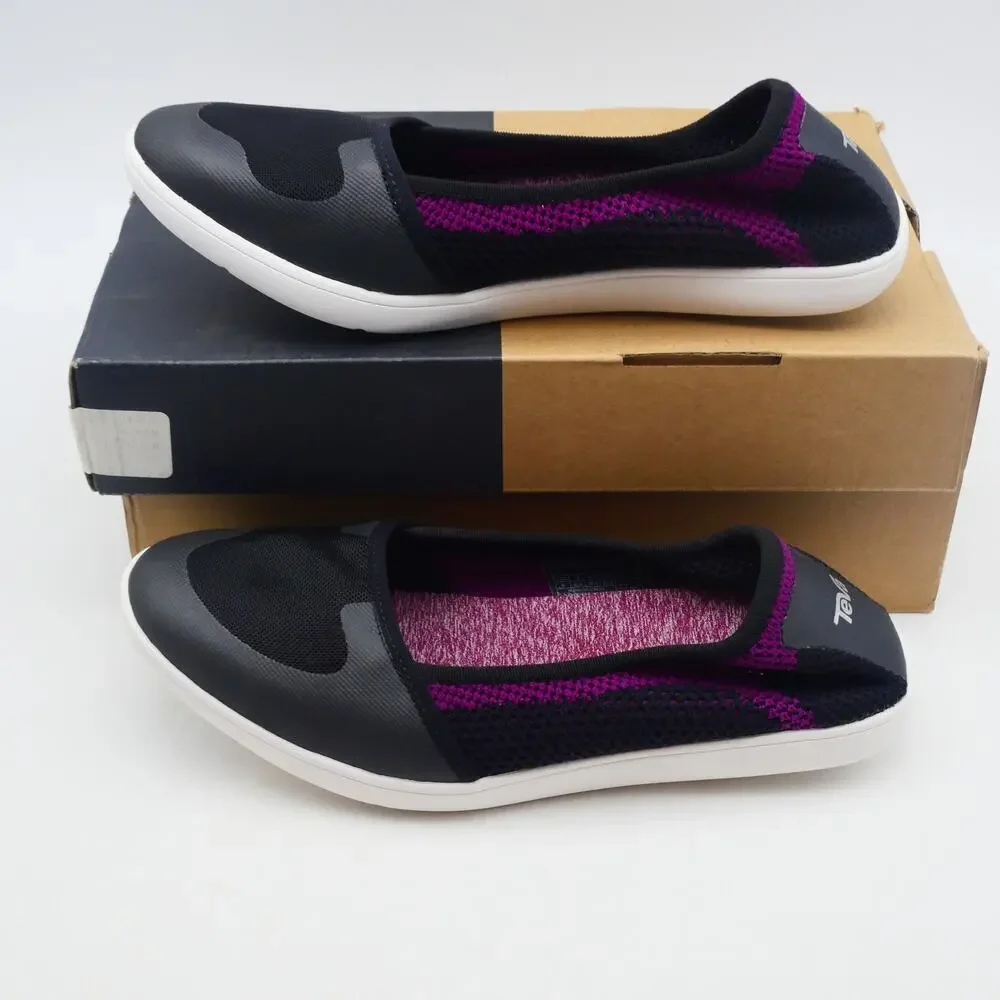 NEW Teva Women's 8 Hydro-Life Ballet Flats Slip on Shoes Black Purple